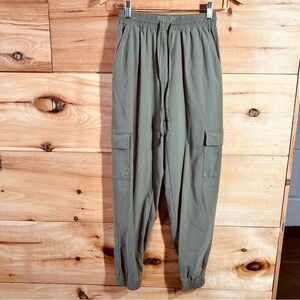 Women's Olive Cargo Jogger-style Drawstring Pants Gorpcore Athleisure